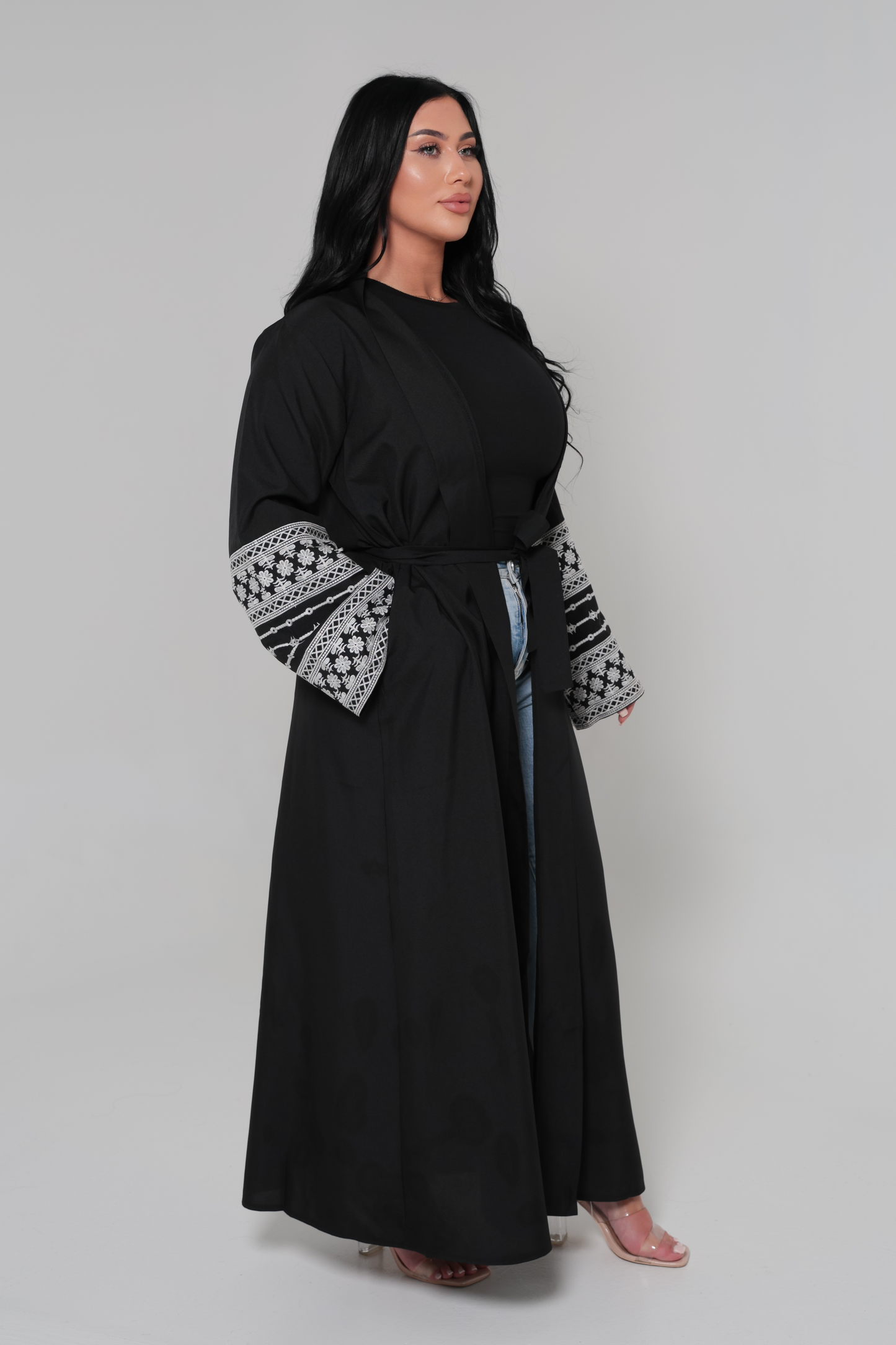 Saja Open Abaya Black