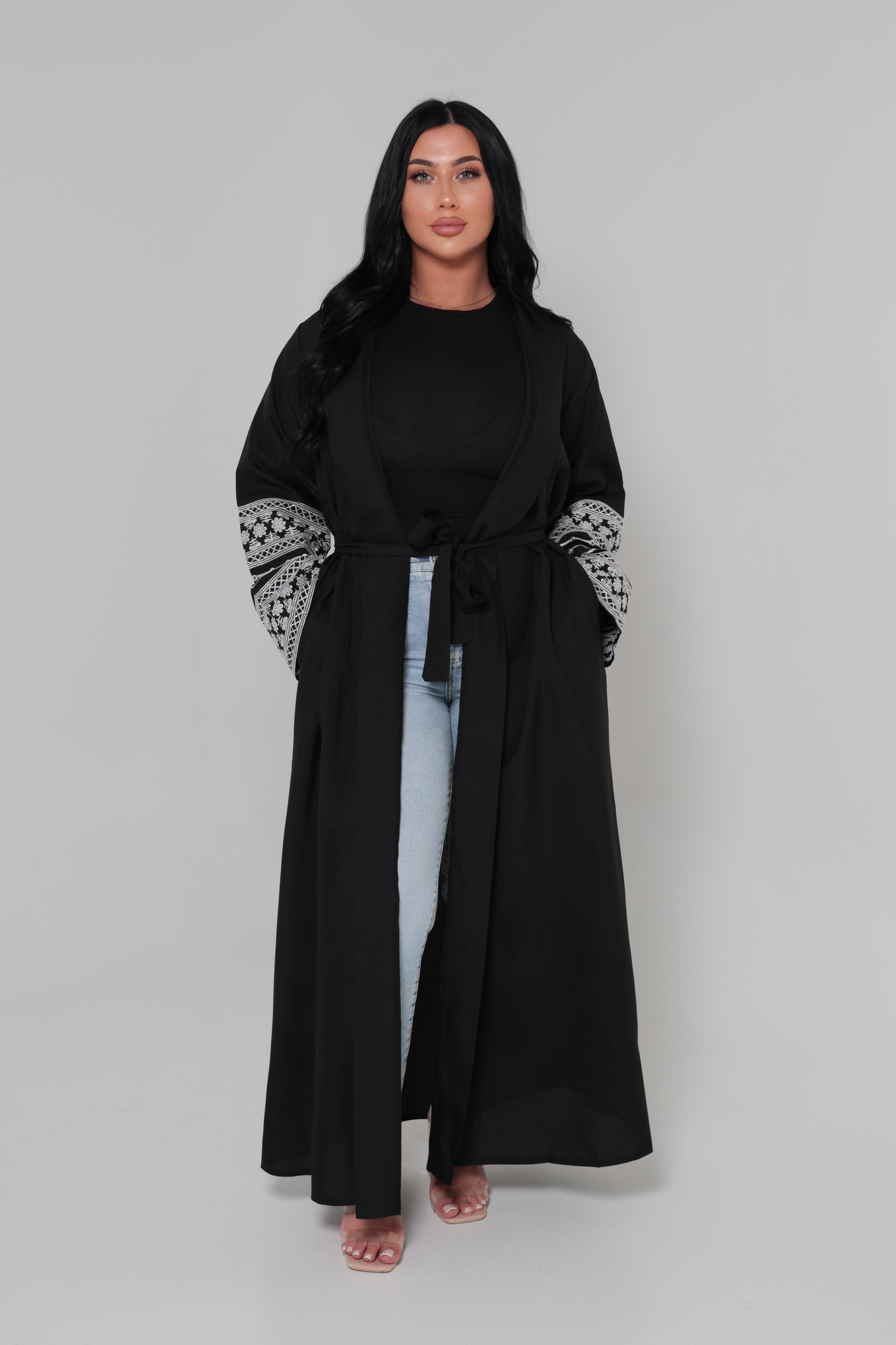 Saja Open Abaya Black