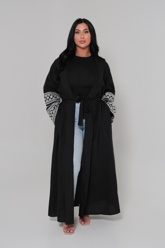 Saja Open Abaya Black